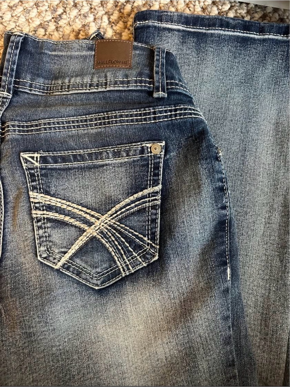 Wallflower Men’s Distressed Blue Bootcut Jeans